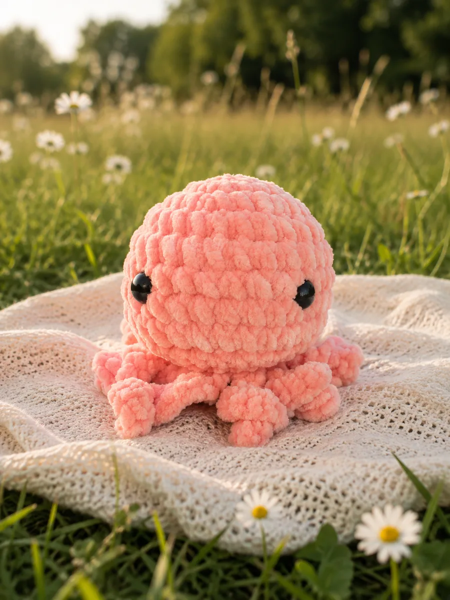Gehäkeltes Oktopus-Plushie in Rosa